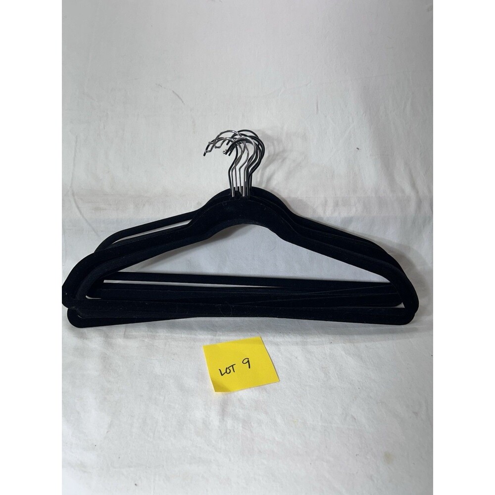 12 Black Velvet Flocked Non Slip Clothes Hangers Standard Size Slim Closet LOT#9